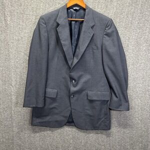 Kuppenheimer Mens Jacket Navy Blue Wool Blazer Solid‎ Pattern USA Approx 40L